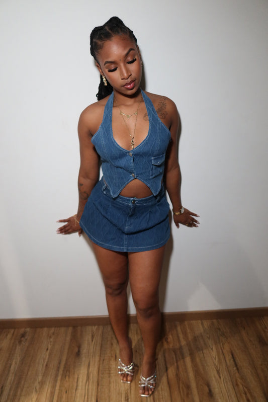 Ensemble jean mignon haut & jupe short