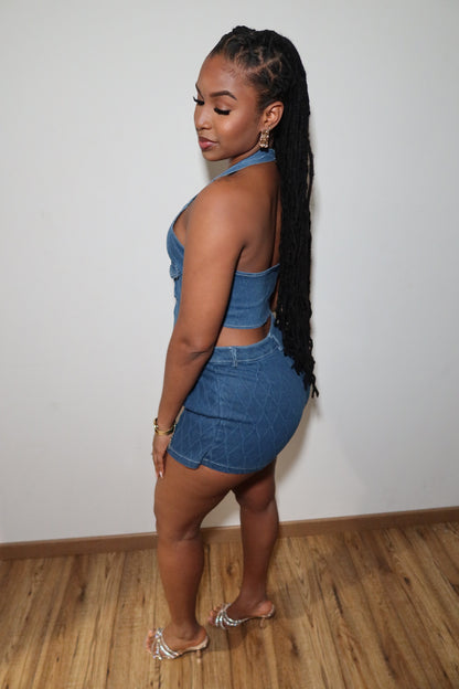 Ensemble jean mignon haut & jupe short