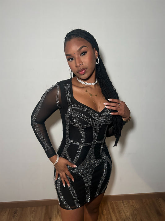 Robe brillante à manches longues